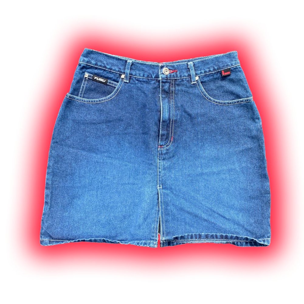 Y2K FUBU HIGH WAISTED DENIM MINI SKIRT